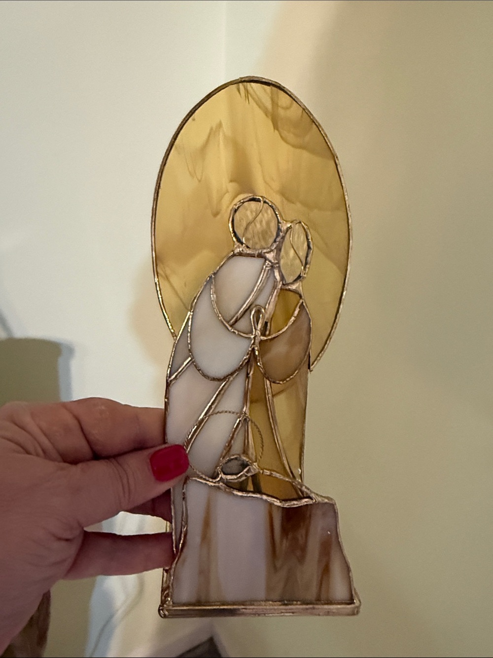 Stained Glass Nativity Accent – Holy Family Gold and White